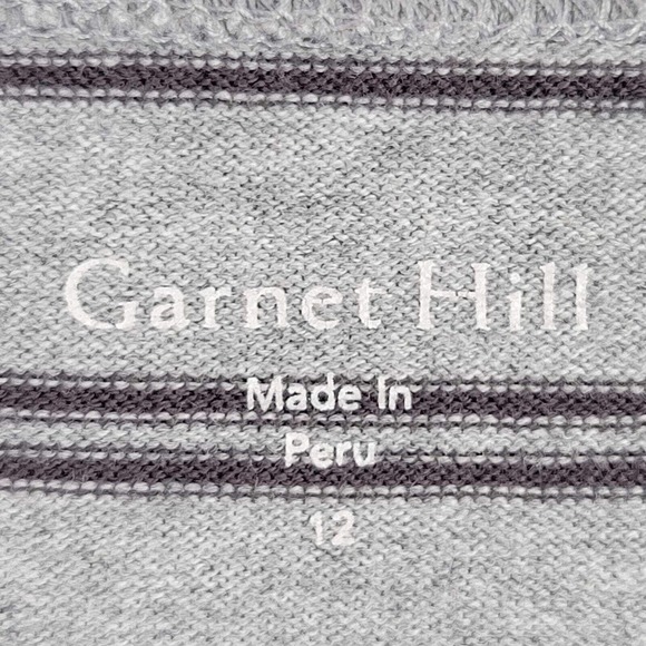 Garnet Hill Dress Women's Size 12 Gray Black Striped Pockets Organic Cotton - Picture 7 of 10